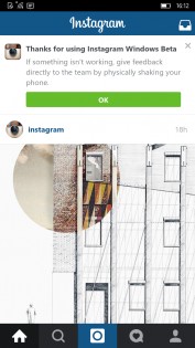 Instagram* для Windows 10 Mobile. Скриншот 1
