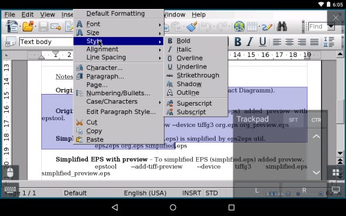 AndrOpen Office 5.5.4. Скриншот 10