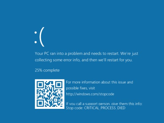 Microsoft добавила QR-коды на синий «экран смерти» в Windows 10