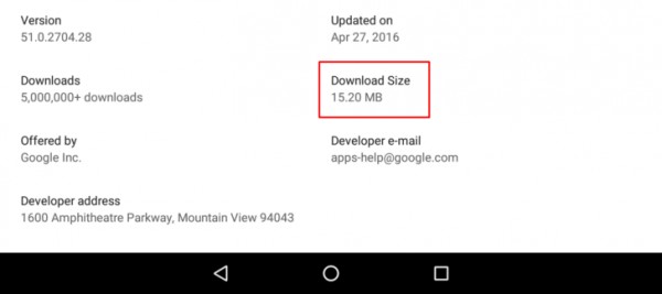 Play Store теперь показывает размер обновления, если оно доступно