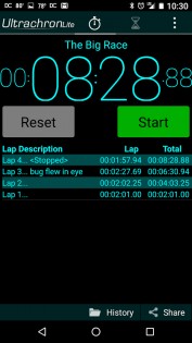 Ultrachron Stopwatch Lite 2.10. Скриншот 3