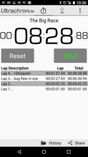 Ultrachron Stopwatch Lite 2.07. Скриншот 4