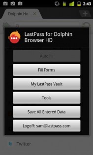 LastPass для Dolphin Browser 3.3.2. Скриншот 6
