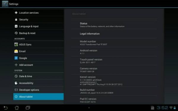 ASUS Transformer Pad TF300 получил Android 4.1.1