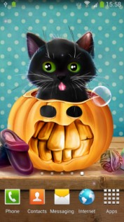 Котенок на Хэллоуин Живые Обои FREE 1.0.3. Скриншот 2