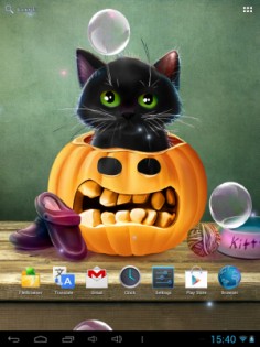 Котенок на Хэллоуин Живые Обои FREE 1.0.3. Скриншот 1