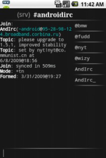 Android IRC 1.8.12. Скриншот 2