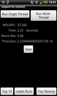 Linpack for Android 1.2.8. Скриншот 1