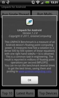 Linpack for Android 1.2.8. Скриншот 2