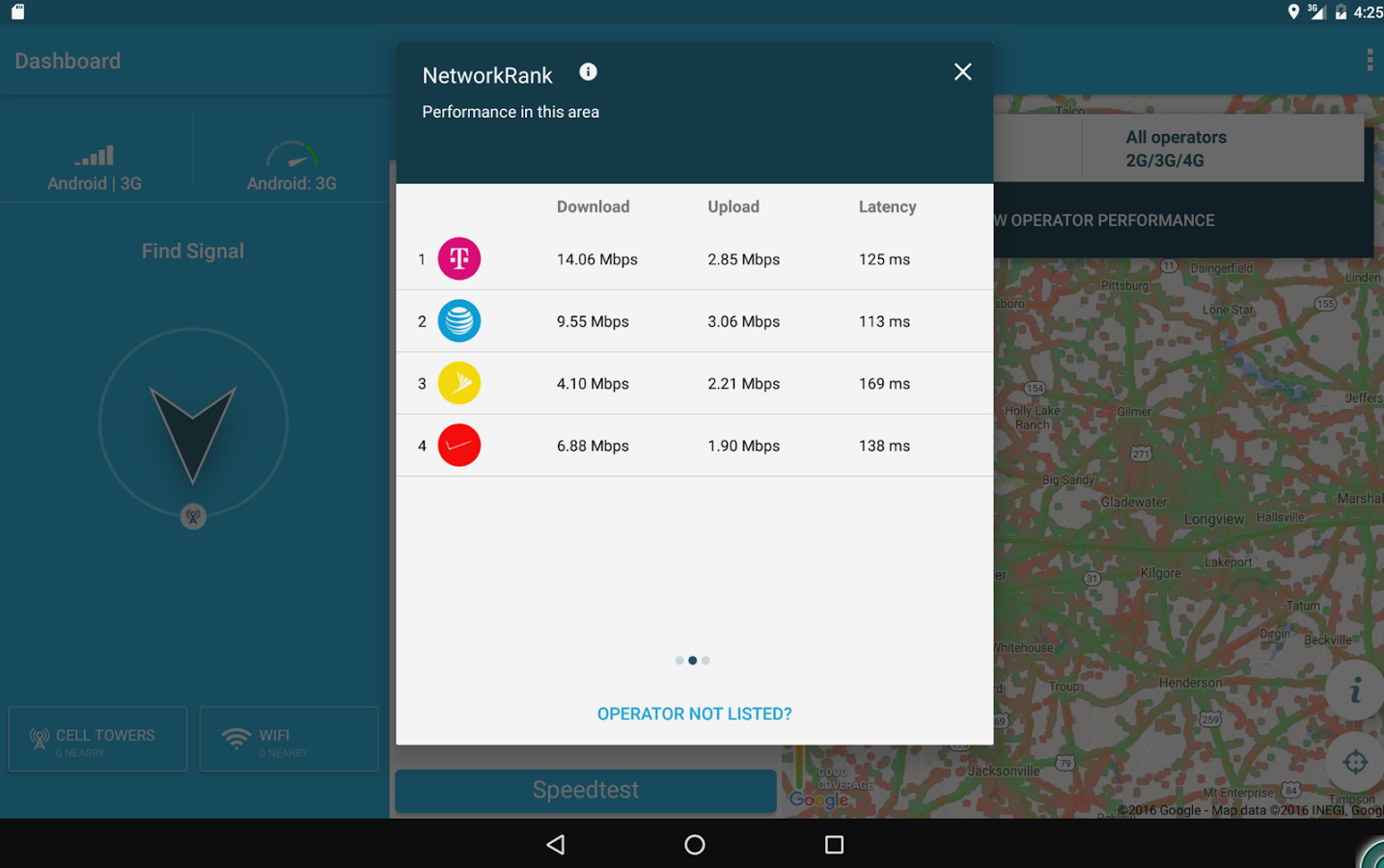 Opensignal карта вышек