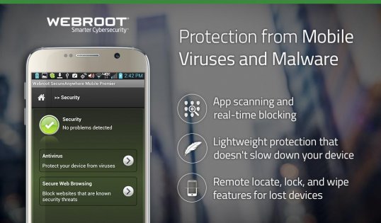 Webroot SecureAnywhere Mobile 5.7.0. Скриншот 1