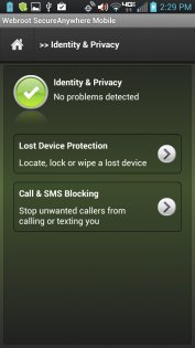 Webroot SecureAnywhere Mobile 5.7.0. Скриншот 3