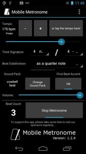 Mobile Metronome 1.2.4F. Скриншот 1