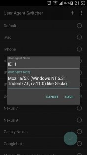 User Agent Switcher 1.6.1. Скриншот 2