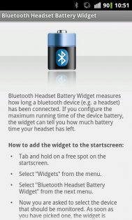 Bluetooth Headset Battery Widget 1.2. Скриншот 2