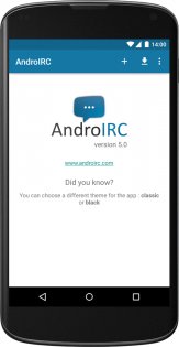 AndroIRC 5.2. Скриншот 1