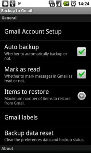 Backup to Gmail 0.4.6. Скриншот 2