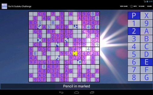 16x16 Sudoku Challenge 3.16. Скриншот 3