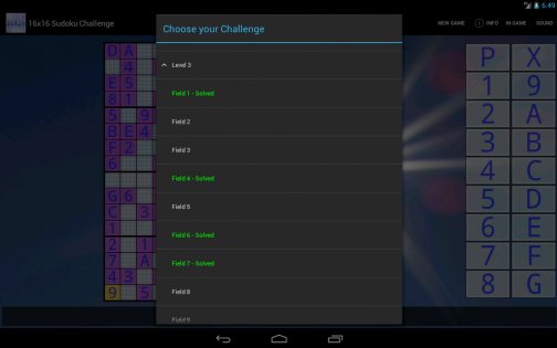 16x16 Sudoku Challenge 3.17. Скриншот 7