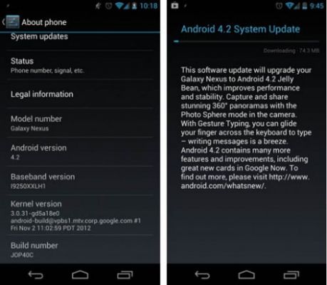 Galaxy Nexus получает Android 4.2