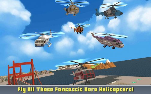 Blocky Helicopter City Heroes 1.3. Скриншот 5