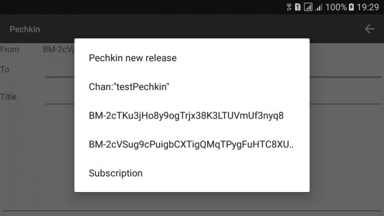 Pechkin bitmessage client A. Скриншот 5
