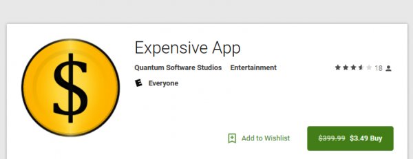 Бесполезное приложение Expensive App предлагается по скидке за $3,49