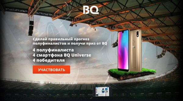 Угадай полуфиналистов ЧМ-2018 по футболу и выиграй смартфон от BQ и Trashbox.ru