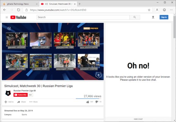 Google блокирует доступ к YouTube браузеру Edge на Chromium