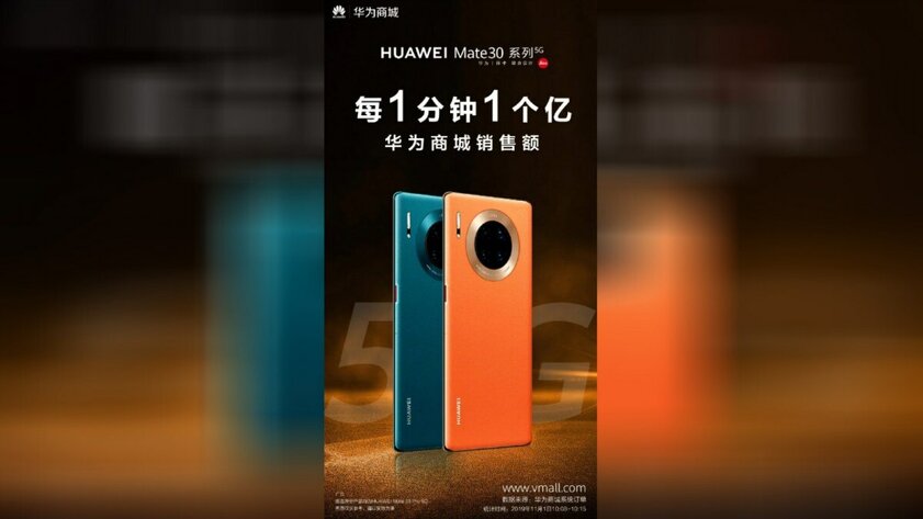За одну минуту Huawei продала 100 тысяч Mate 30 5G