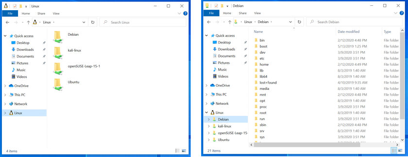 В Windows 10 появилась интеграция файлов Linux c Проводником