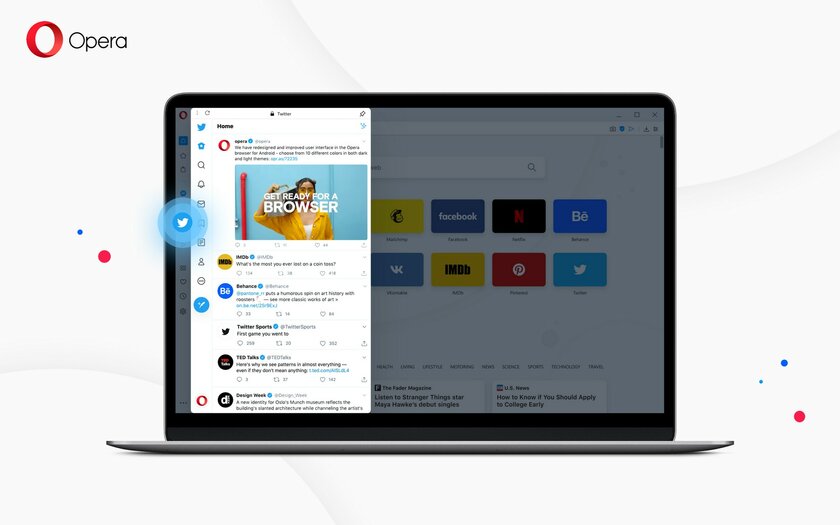 Opera первой среди крупных браузеров получила встроенный Twitter