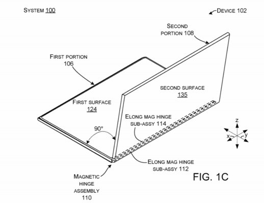 Microsoft запатентовала складной планшет на магнитах с разделяемым надвое экраном