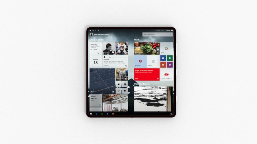 Microsoft запатентовала складной планшет на магнитах с разделяемым надвое экраном