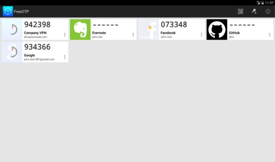 FreeOTP Authenticator 2.0.5. Скриншот 2