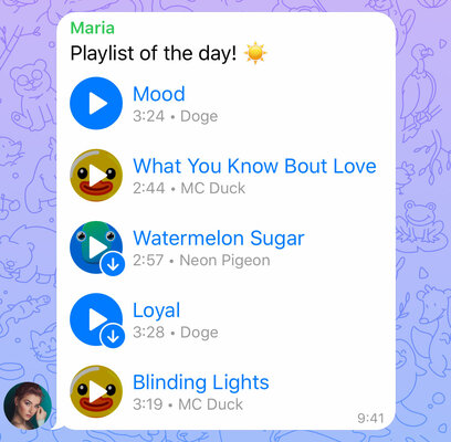 Telegram 7.2: закрепление группы сообщений, уведомления геопозиции и плейлисты