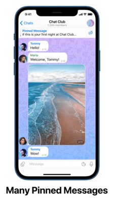 Telegram 7.2: закрепление группы сообщений, уведомления геопозиции и плейлисты