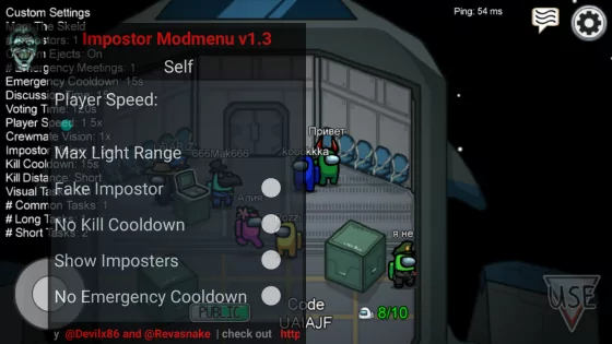 Impostor MOD Menu 1.9.1. Скриншот 1