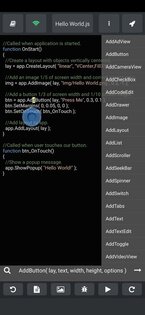 DroidScript – JavaScript IDE 2.74. Скриншот 2