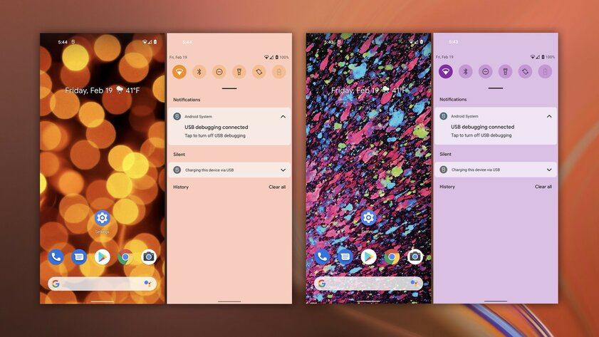 Android 12 будет менять цвет оформления системы в соответствии с фоновой картинкой