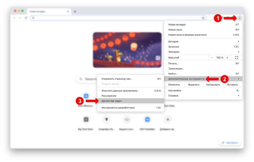 В Chrome есть встроенный диспетчер задач: можно определять прожорливые расширения и вирусы