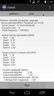 clpeak 1.1.0. Скриншот 1