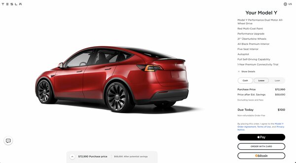 Tesla за биткоины: Илон Маск объявил о старте продаж электрокаров за криптовалюту