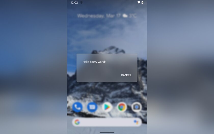 В Android 12 появилось размытие окон в стиле Fluent Design из Windows 10