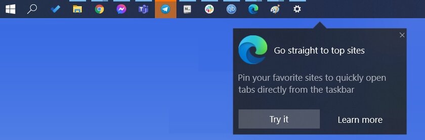 В новой сборке Windows 10 Microsoft активно рекламирует Edge в панели задач