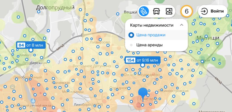 В 2ГИС появилась тепловая карта цен на квартиры