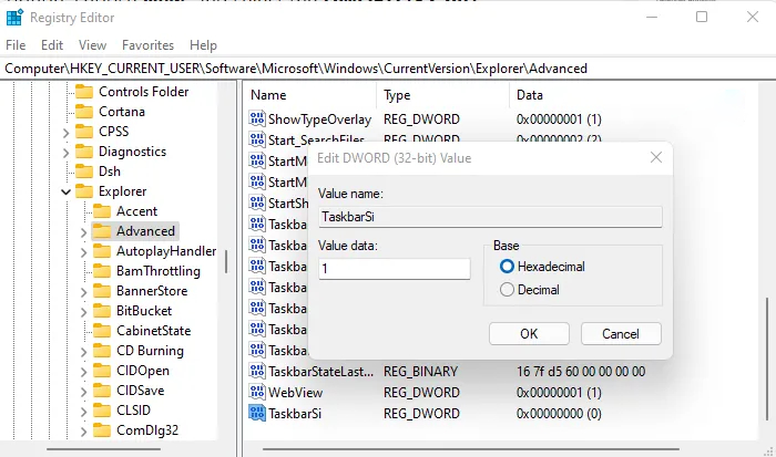Как изменить размер панели задач в Windows 11