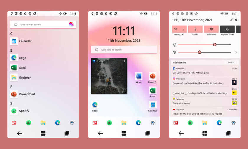 Если скрестить Windows с Android: дизайнер показал, какой могла бы быть Windows 11 для смартфонов