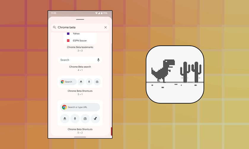 Виджеты Chrome для Android полностью перерисовали. Добавили даже игру про динозавра