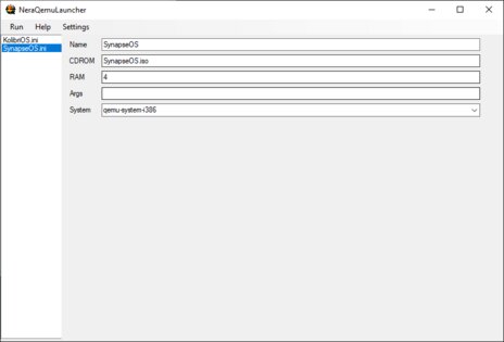 NeraQemuLauncher 1.0.0. Скриншот 1